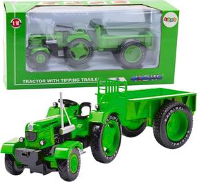  Mängutraktorid koos lisatarvikutega Lean Toys With Tipping Trailer, 1:18, roheline v.