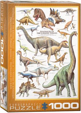 Puzle Eurographics Dinosaurs Of The Jurassic Period 6000-0099, 48.9 cm x 67.6 cm, 1000 gab., daudzkrāsaina