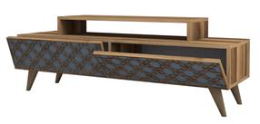 TV staliukas Kalune Design City, mėlyna sp./ruda sp., 140 cm x 41.8 cm x 48.8 cm