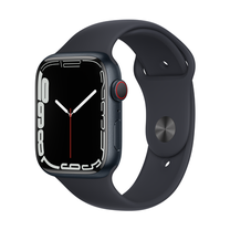 Išmanusis laikrodis Apple Watch Series 7 GPS + Cellular, 45mm Midnight Aluminium Case with Midnight Sport Band - Regular, pilka sp.