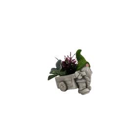 Dekoratīvais puķu pods "Rūķis" Garden Center QN2302010R, 15.5 cm x 26 cm x 27 cm, zaļa krās./pelēka krās.
