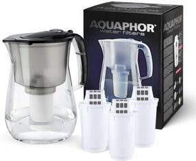 Посуда для фильтрации воды, с картриджами Aquaphor Provence, 4.2 л, прозрачный цв./черный цв.