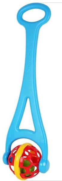 Stumiamas žaislas Lean Toys Pushing Rattle Ball, 63.5 cm, mėlyna sp./raudona sp.