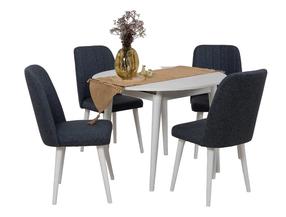 Valgomojo komplektas Kalune Design Vina 1048, balta sp./tamsiai mėlyna sp.