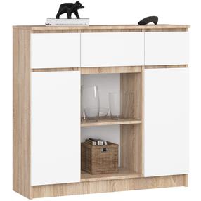 Kummut Akord Furniture Factory K100, pruun v./valge v., 98 cm x 35 cm x 101 cm