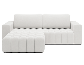 Kampinė sofa - lova Bonett, balta sp., kairinė, 175 x 250 cm x 92 cm
