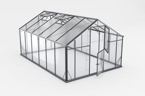 Siltumnīca Gampre Sanus Hybrid XL-12, rūdīts stikls, 4.30 x 2.90 m, 6 mm, melna krās.