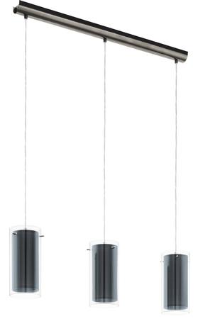 Lampa karināms Eglo Pinto Textil 99286, E27, 3 x 16 W, caurspīdīga krās./pelēka krās. / satīna niķelis krās.