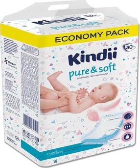 Одноразовый пеленальный коврик Kindii Pure & Soft, 60 см x 40 см, 30 шт.