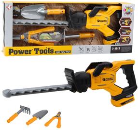 Bērnu darbarīku komplekts, dārza instrumentu komplekts Lean Toys Power, dzeltena krās./pelēka krās.