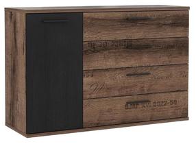 Komoda Forte Jacky JCKK225L-N09T, juoda sp./tamsaus ąžuolo sp., 83.1 cm x 124.9 cm x 41.3 cm