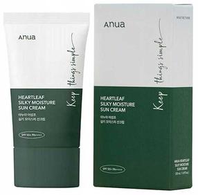 Līdzeklis iedeguma kopšanai sejai Anua Heartleaf Silky Moisture SPF50+, 50 ml
