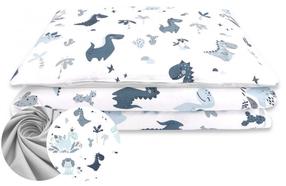 Vaikiškas patalynės užvalkalų komplektas MimiNu Dino, mėlyna/balta, 100 x 135 cm