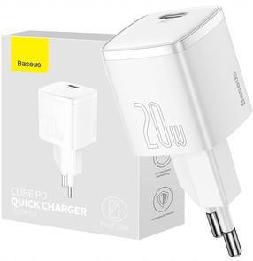 Telefono įkroviklis Baseus Cube PD, USB Type C, balta sp., 20 W