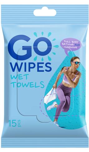 Mitrās salvetes GO WIPES Sport, 1 sl, 15 gab.