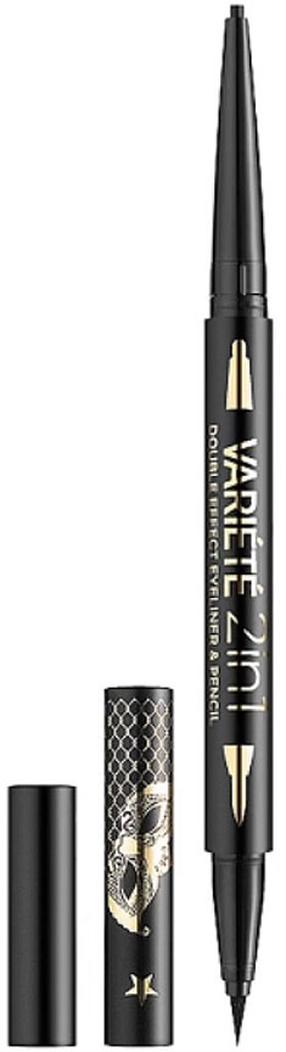 Подводка для глаз Eveline Variete Double Effect 2in1, черный цв. black