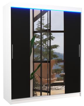 Spinta ADRK Dallas LED, skaidri sp./balta sp./juoda sp., 58 cm x 180 cm x 215 cm, su veidrodžiu