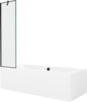Vonia su sienele, laisvai pastatoma Mexen Cube, 170 cm x 80 cm x 39 cm, stačiakampis, skaidri sp./balta sp.