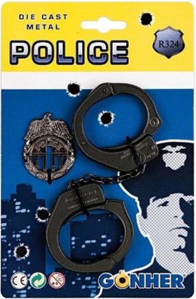 Policininko žaislas, antrankiai Gonher Police Set, juoda