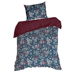 Kalėdinis patalynės užvalkalų komplektas Kristy, bordo/tamsiai mėlyna, 140 x 200 cm