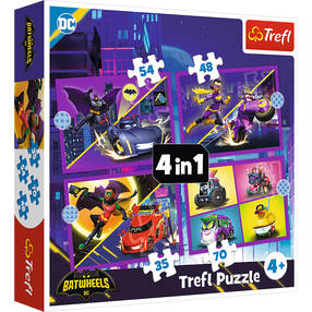Dėlionė 4in1 Trefl DC Batwheels, 20.5 cm x 28.5 cm, 207 vnt., įvairių spalvų