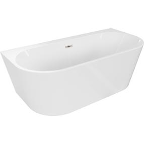 Vonia su sienele, laisvai pastatoma Mexen Oval Plus, 170 cm x 80 cm x 58 cm, ovalas, balta sp./matinio nikelio sp.