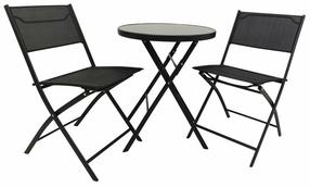 Balkono baldų komplektas Tasso, juodas, 2 vietų