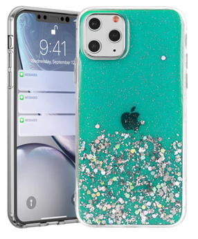 Telefono dėklas Fusion Accessories Glue Glitter, žalia sp., Apple