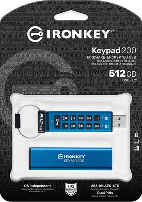 USB atmintinė Kingston IronKey IKKP200C/512GB, mėlyna sp., 512 GB