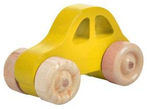 Lükatav mänguasi Wood&Joy Mini Car, 5 cm, kollane v.