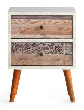 Naktinis staliukas Kalune Design Malmö 854KLN3303, balta sp./riešuto sp., 55 cm x 40 cm x 35 cm