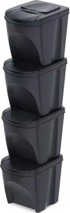 Atliekų rūšiavimo sistema Prosperplast Keden, 4 x 25L l, juoda sp./pilka sp.
