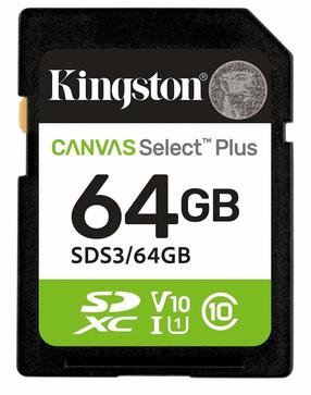 Atmiņas karte Kingston Canvas Select Plus, 64 GB, 100 Mb/s