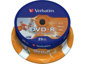 Kirjutatav CD-plaat Verbatim DVD-R Printable, 4.7 GB, 25tk