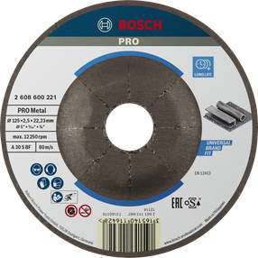 Griešanas disks leņķa slīpmašīnām Bosch 2608600221, 125 mm x 2.5 mm x 22.23 mm
