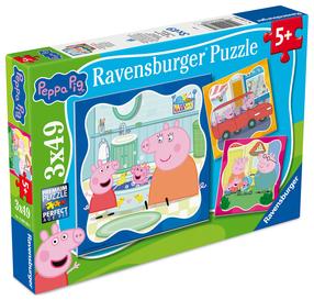 Пазл 3in1 Ravensburger Peppa Pig With Family, 21 см x 21 см, 147 шт., многоцветный