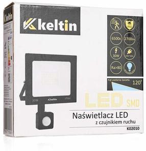 Prožektors ar kustības sensoru, pārvietojams Keltin K02010, 30 W, 2700 lm, 6500 °K, IP66, melna krās.