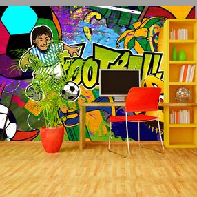Fototapetas Artgeist Football Championship - Colorful Graffiti About Football With A Caption NEW010278, 245 cm x 350 cm