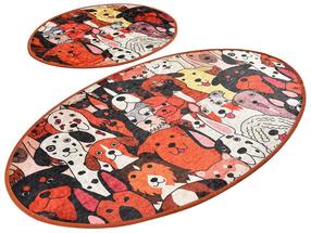 Vonios kilimėlių rinkinys Foutastic Dogs, balta sp./oranžinė sp., 100 cm x 60 cm