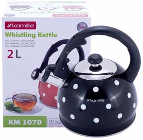 Arbatinukas su švilpuku Kamille KM 1070, 2 l, juoda sp.