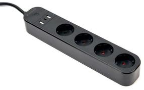Pikendusjuhe Gembird Smart Strip Tuya, 3 x 1,5 mm², 1.5 m, IP20, 4 pesa, 3USB, must v.