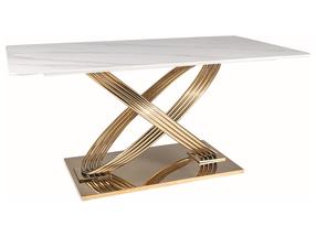 Valgomojo stalas Hermes, aukso sp./balta sp., 160 cm x 90 cm x 75 cm