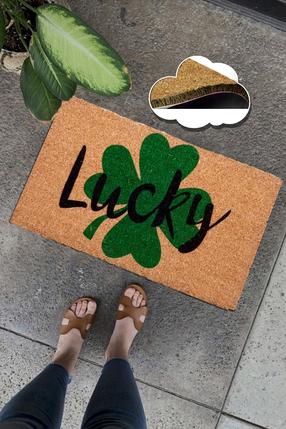 Durvju paklājs Conceptum Hypnose Coco Clover, brūna krās./melna krās./zaļa krās., 40 cm x 60 cm