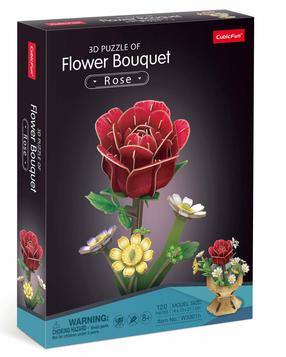 3D пазл Cubicfun Flower Bouquet Rose, 13.7 см x 14.7 см, 120 шт., многоцветный