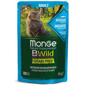 Kassi märgtoit Monge BWild Adult Anchovies With Vegetables, kalaliha/köögiviljad, 0.085 kg