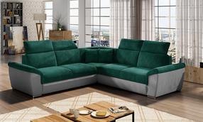 Kampinė sofa Federico Kronos 19, Paros 05, pilka sp./tamsiai žalia sp., 268 x 268 cm x 102 cm