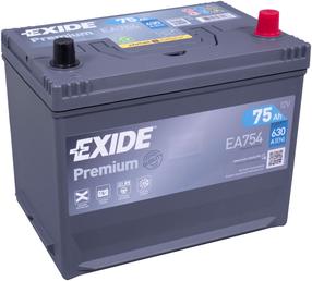 Аккумулятор Exide Premium EA754, 12 В, 75 Ач, 630 а