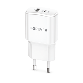 Telefono įkroviklis Forever TC-01-20AC, USB/USB Type-C, balta sp.