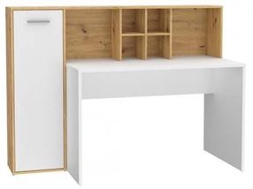 Rašomasis stalas su spintele Forte Eriadu ERBB351-C979, 158 cm x 66 cm, 116 cm, ruda sp./balta sp.