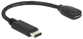 Adapteris Delock USB to USB-micro Micro USB female, USB 2.0 B male, 0.15 m, juoda sp.
